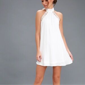 Elegant White Halter Dress